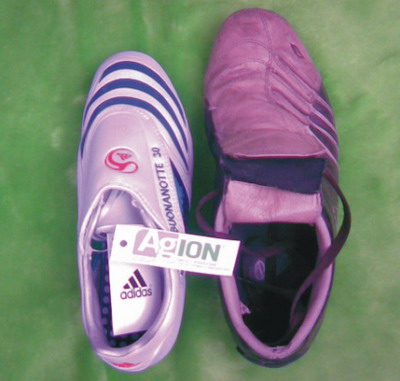 buonanotte En la foto, el botín de Buonanotte junto a una zapatilla mía (nº42)
